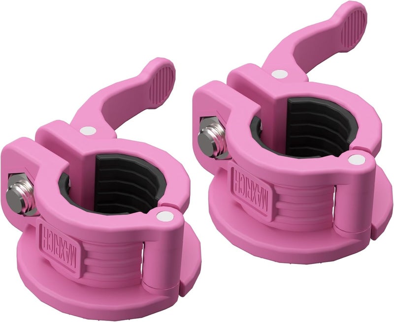 MAXRICH T Barbell Clamp 1 inch Multiple Sizes & Adjustable Weight Clips for Barbell Quick Release Barbell Clips|Barbell Collar Bar Locks for Weight Lifting (PINK) - Image 1